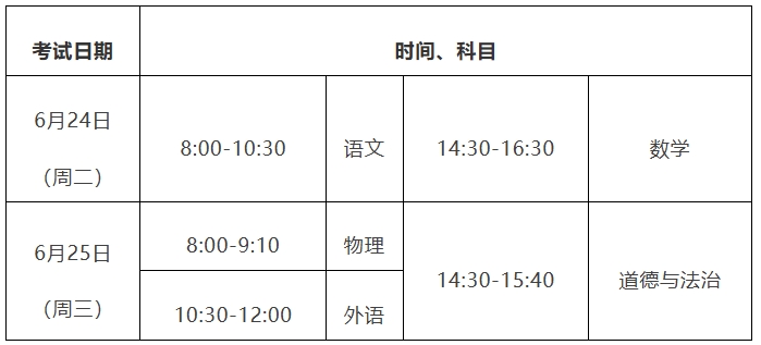 考试安排 考试安排