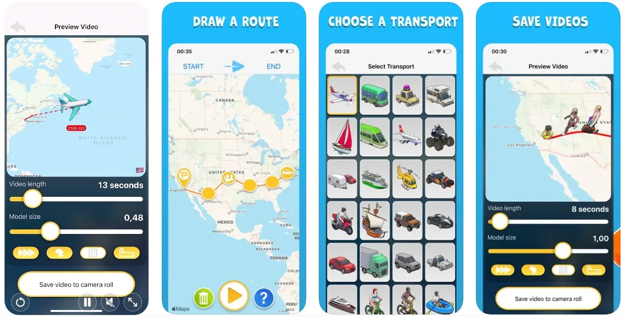 Travelboast 动画旅游地图应用 best apps to create awesome animated travel route map