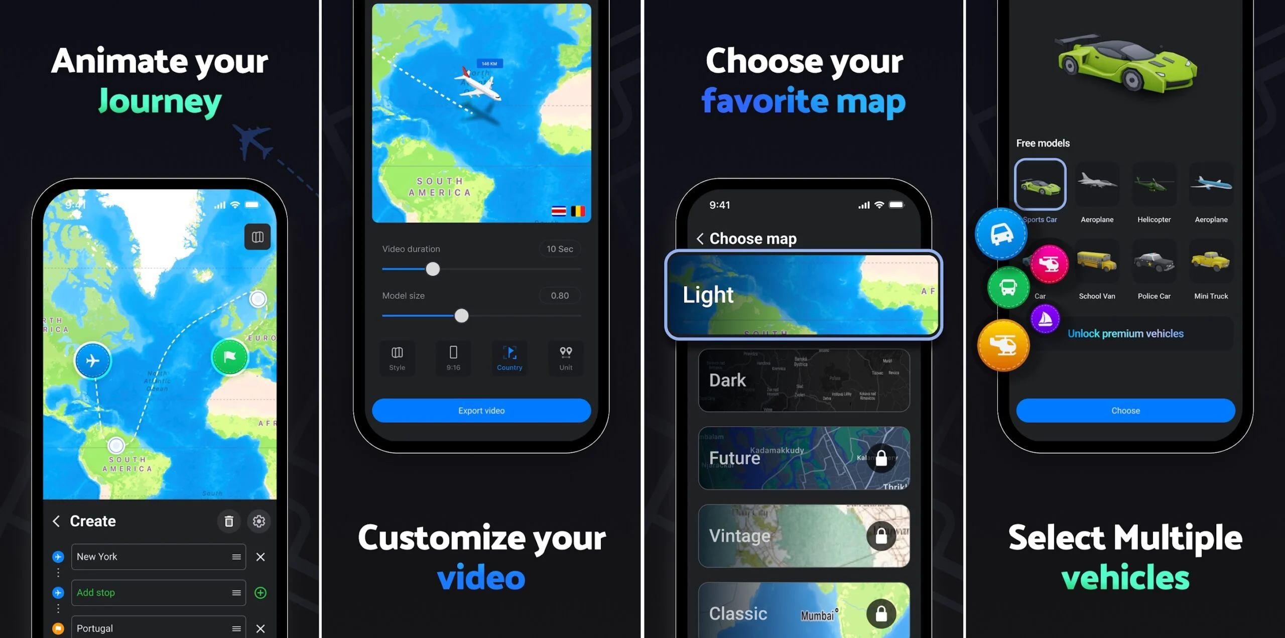 Travelanimator 最佳动画旅行路线图应用程序缩放 best apps to create awesome animated travel route map