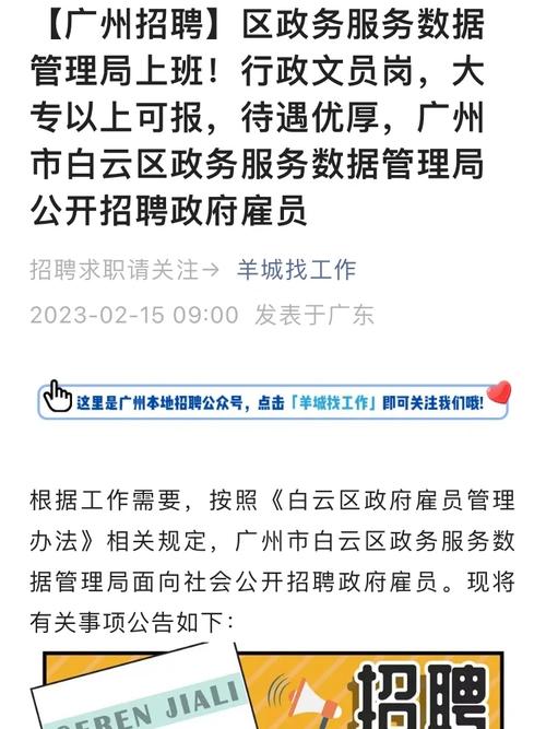 2025广东广州市白云区政务服务和数据管理局政府雇员招聘补录公告
